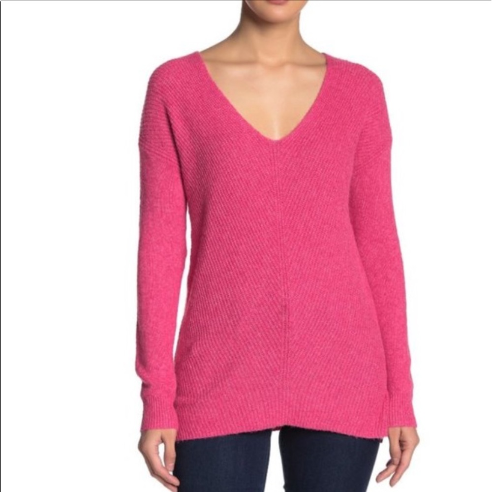 Abound Pink Magenta V-Neck Tunic Sweater Size XL